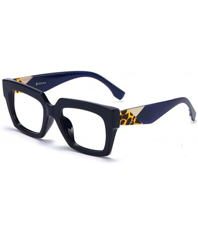 Oversized Anti-Blue Blocker Light Square Reading Glasses w/Leopard Arms - Anti Blue - Blue - CN18YR6TCZ4 $25.91