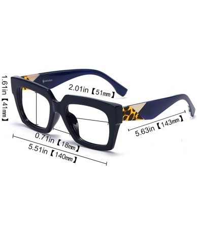 Oversized Anti-Blue Blocker Light Square Reading Glasses w/Leopard Arms - Anti Blue - Blue - CN18YR6TCZ4 $25.91