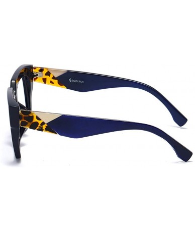 Oversized Anti-Blue Blocker Light Square Reading Glasses w/Leopard Arms - Anti Blue - Blue - CN18YR6TCZ4 $25.91