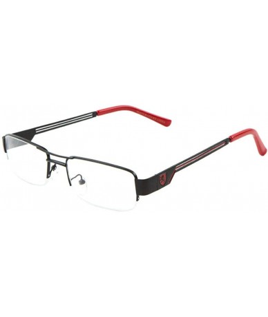 Rectangular Khan Slim Half Rim Rectangular Luxury Sunglasses Clear Lenses - Black & Red Frame - CU18XMNUZA0 $24.08