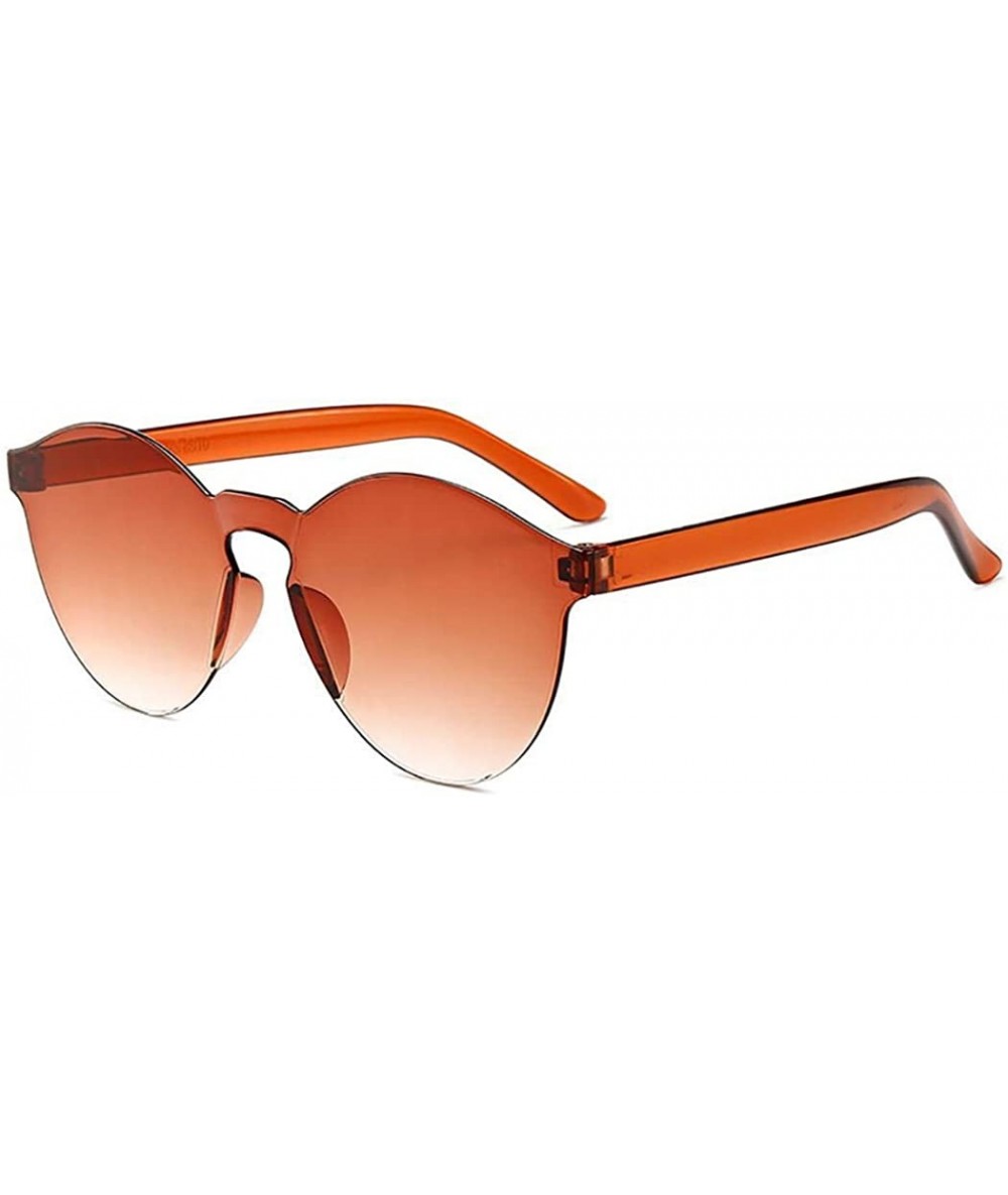 Round Unisex Fashion Candy Colors Round Outdoor Sunglasses Sunglasses - Light Brown - C1190L0KU83 $29.45