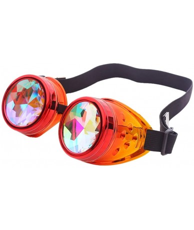 Round Fashion Creative Hippie Colorful Glasses Rave Festival Party EDM Sunglasses Diffracted Lens - Red B - CP18RKCTIEG $27.91