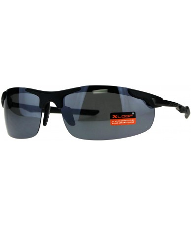 Wrap Xloop Sunglasses Mens Sports Fashon Half Rim Wrap Around UV 400 - Black (Black) - C818E2T8Y0Z $21.58