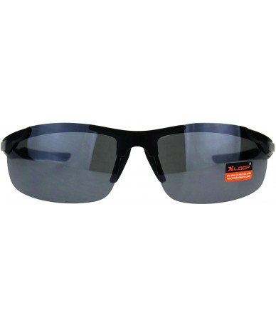 Wrap Xloop Sunglasses Mens Sports Fashon Half Rim Wrap Around UV 400 - Black (Black) - C818E2T8Y0Z $21.58