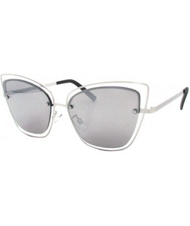 Cat Eye Double Wire Metal Cat Eye Designer Sunglasses - Silver Mirror - C518QGGUL54 $19.86