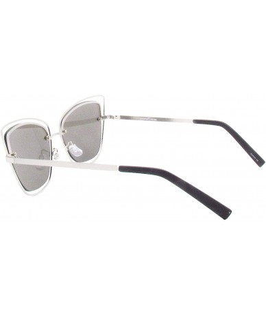 Cat Eye Double Wire Metal Cat Eye Designer Sunglasses - Silver Mirror - C518QGGUL54 $19.86