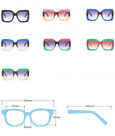 Semi-rimless Oversized Square Sunglasses Women Multi Tinted Frame Fashion Eyewear - C5 - C018CNYTRCE $18.12