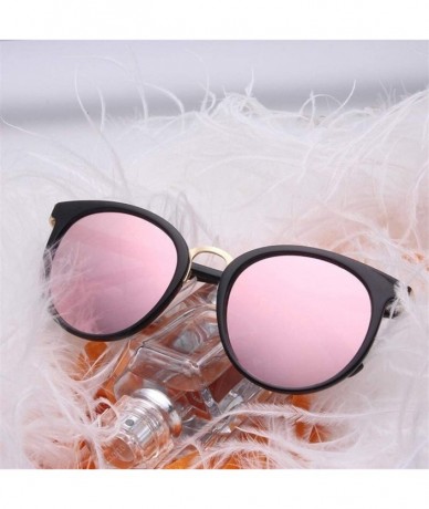 Cat Eye Coating Cat Eye Sunglasses for Women Round Sunglasses Female Cateye Glasses - Black Blue - C6199CLU363 $21.81