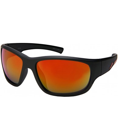 Wrap Wrap Shaped Sport Sunglasses for Men 570108 - Mirror Matte Grey Frame/Red Mirrored Lens - C218G8N689C $19.89