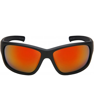 Wrap Wrap Shaped Sport Sunglasses for Men 570108 - Mirror Matte Grey Frame/Red Mirrored Lens - C218G8N689C $19.89