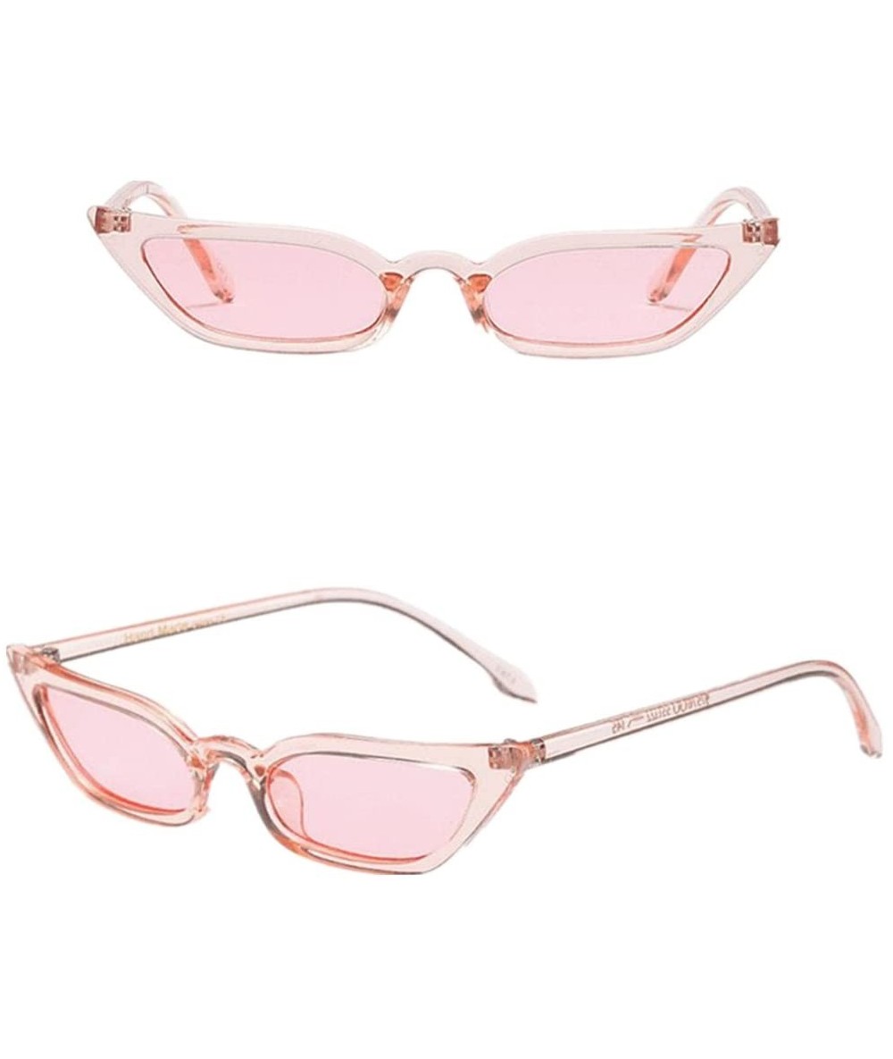 Semi-rimless Sunglasses for Women - Vintage Cat Eye Sunglasses Retro Small Frame UV400 Eyewear Fashion Ladies - Pink - CV18DH...