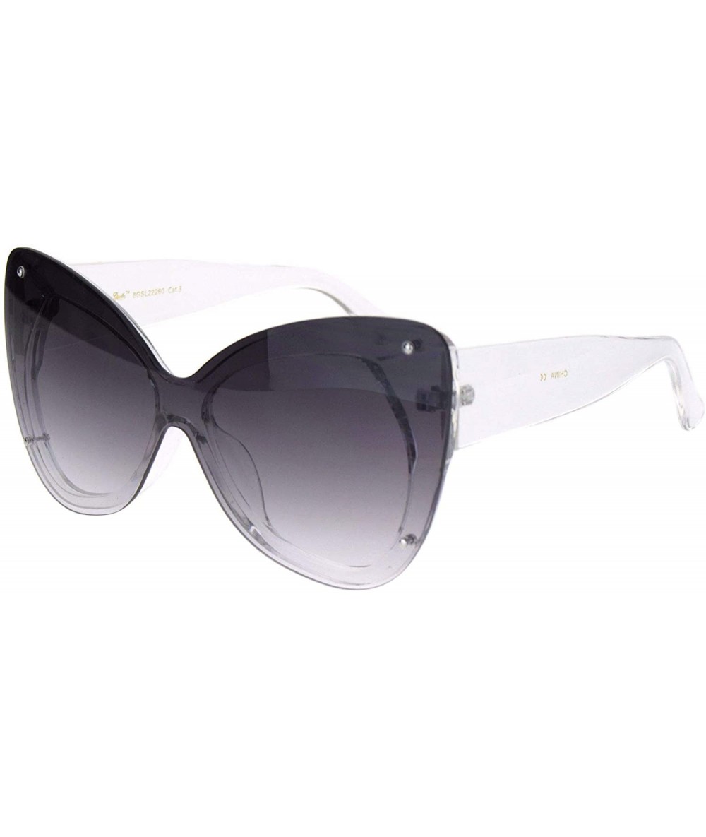 Shield Womens Exposed Edge Shield Butterfly Plastic Sunglasses - Clear Gradient Black - CC18MGSG4D6 $24.32