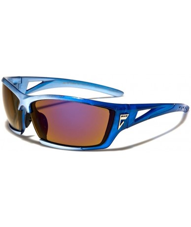 Sport Motorcycle Biker Driving Athletic Running Blue Mirrored Lens Sport Sunglasses - CW1802O4H87 $22.95