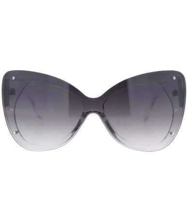 Shield Womens Exposed Edge Shield Butterfly Plastic Sunglasses - Clear Gradient Black - CC18MGSG4D6 $24.32