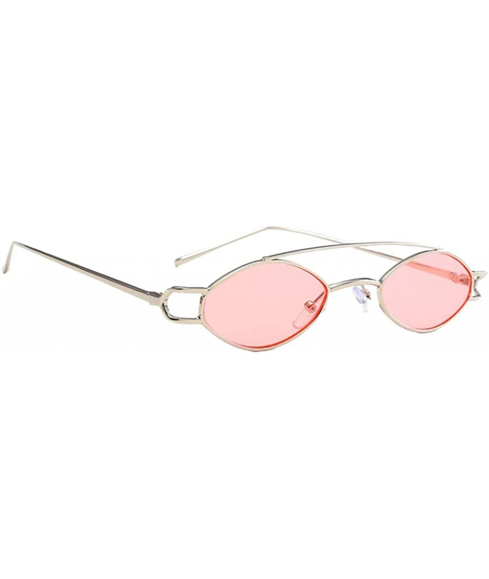 Oval Elliptical Sunglasses Classic Metal Vintage Oval Women Fashion Shade - Silver Frame Light Powder - C718ZG4ZHQS $18.62