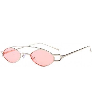 Oval Elliptical Sunglasses Classic Metal Vintage Oval Women Fashion Shade - Silver Frame Light Powder - C718ZG4ZHQS $18.62