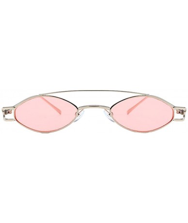 Oval Elliptical Sunglasses Classic Metal Vintage Oval Women Fashion Shade - Silver Frame Light Powder - C718ZG4ZHQS $18.62