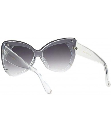 Shield Womens Exposed Edge Shield Butterfly Plastic Sunglasses - Clear Gradient Black - CC18MGSG4D6 $24.32