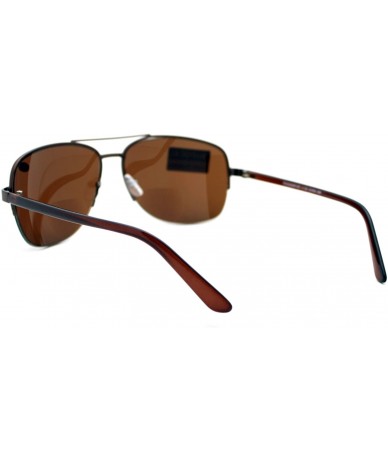 Aviator Bifocal Magnification Lens Sunglasses Mens Half Rim Aviator Tinted Reader - Brown - CV1854LLM9D $18.46