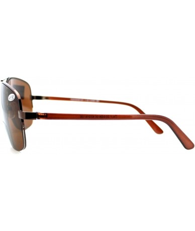 Aviator Bifocal Magnification Lens Sunglasses Mens Half Rim Aviator Tinted Reader - Brown - CV1854LLM9D $18.46