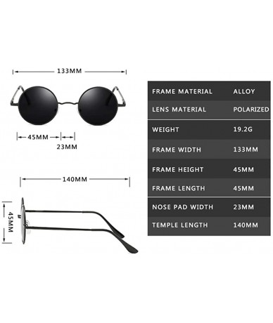 Rectangular Fashion Round Sunglasses-Polarized Retro Shade Glasses-Sturdy Metal Frame - C - CR1905Z5Q5H $58.20