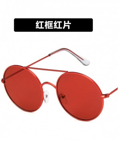 Aviator Ladies New Vintage Round Oversize Sunglasses Women Retro Luxury Mirror Metal Sun Glasses Men Eyeglasses UV400 - 2 - C...