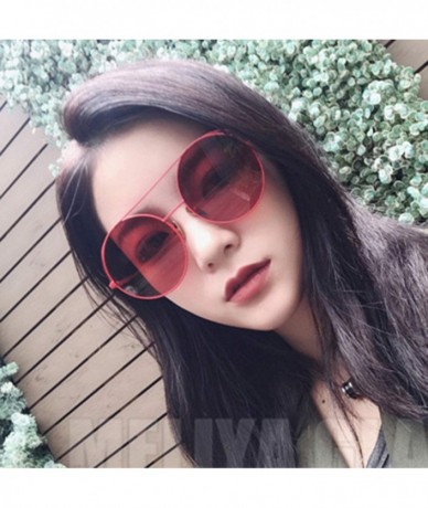 Aviator Ladies New Vintage Round Oversize Sunglasses Women Retro Luxury Mirror Metal Sun Glasses Men Eyeglasses UV400 - 2 - C...