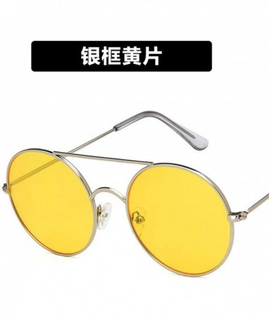 Aviator Ladies New Vintage Round Oversize Sunglasses Women Retro Luxury Mirror Metal Sun Glasses Men Eyeglasses UV400 - 2 - C...