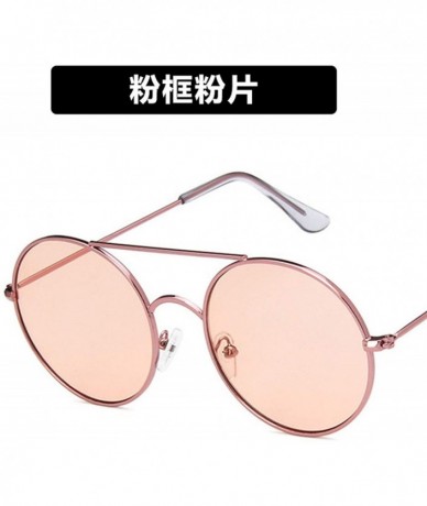 Aviator Ladies New Vintage Round Oversize Sunglasses Women Retro Luxury Mirror Metal Sun Glasses Men Eyeglasses UV400 - 2 - C...