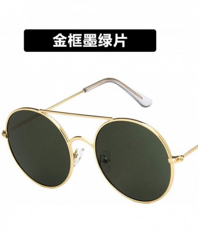 Aviator Ladies New Vintage Round Oversize Sunglasses Women Retro Luxury Mirror Metal Sun Glasses Men Eyeglasses UV400 - 2 - C...