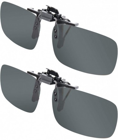 Oval Clip-on Sunglasses- Unisex Polarized Frameless Rectangle Lens - 2 Black - CW182HRX66I $24.02