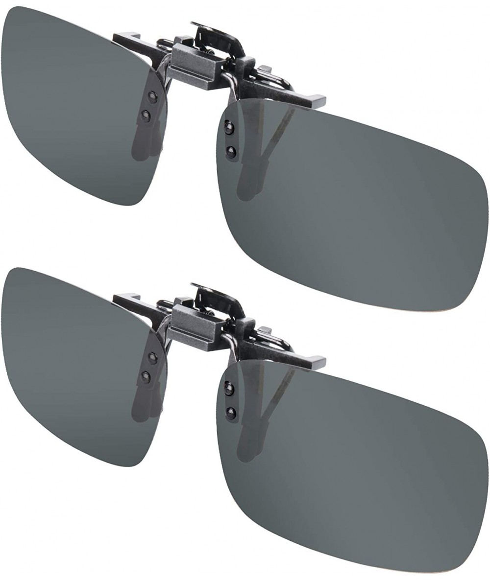 Oval Clip-on Sunglasses- Unisex Polarized Frameless Rectangle Lens - 2 Black - CW182HRX66I $24.02