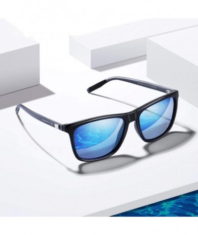 Square DESIGN Men Women Classic Square Polarized Sunglasses Aluminum Legs C01 Black - C05 Silver - C318XDWWXMI $32.00