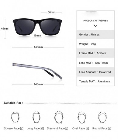 Square DESIGN Men Women Classic Square Polarized Sunglasses Aluminum Legs C01 Black - C05 Silver - C318XDWWXMI $32.00