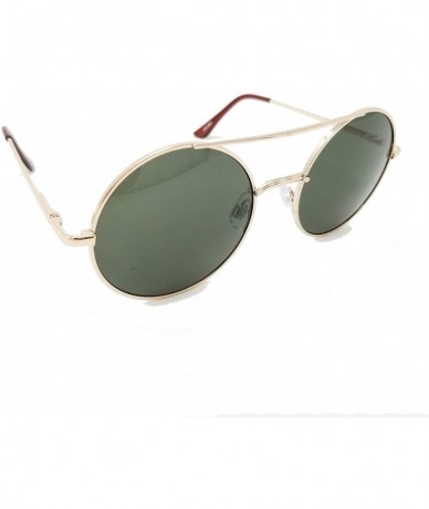 Round Vintage Retro Round Circle frame Crossbar Sunglasses IL1016 - Gold/ Green - CD18LEI9ZK3 $22.38