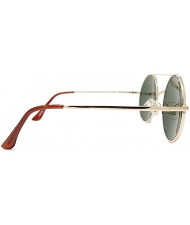 Round Vintage Retro Round Circle frame Crossbar Sunglasses IL1016 - Gold/ Green - CD18LEI9ZK3 $22.38