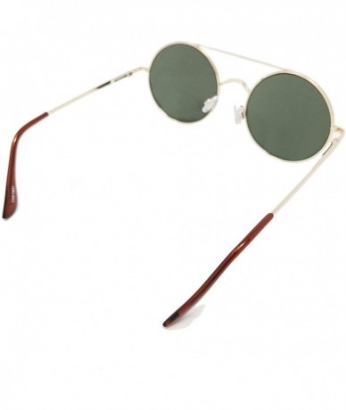 Round Vintage Retro Round Circle frame Crossbar Sunglasses IL1016 - Gold/ Green - CD18LEI9ZK3 $22.38