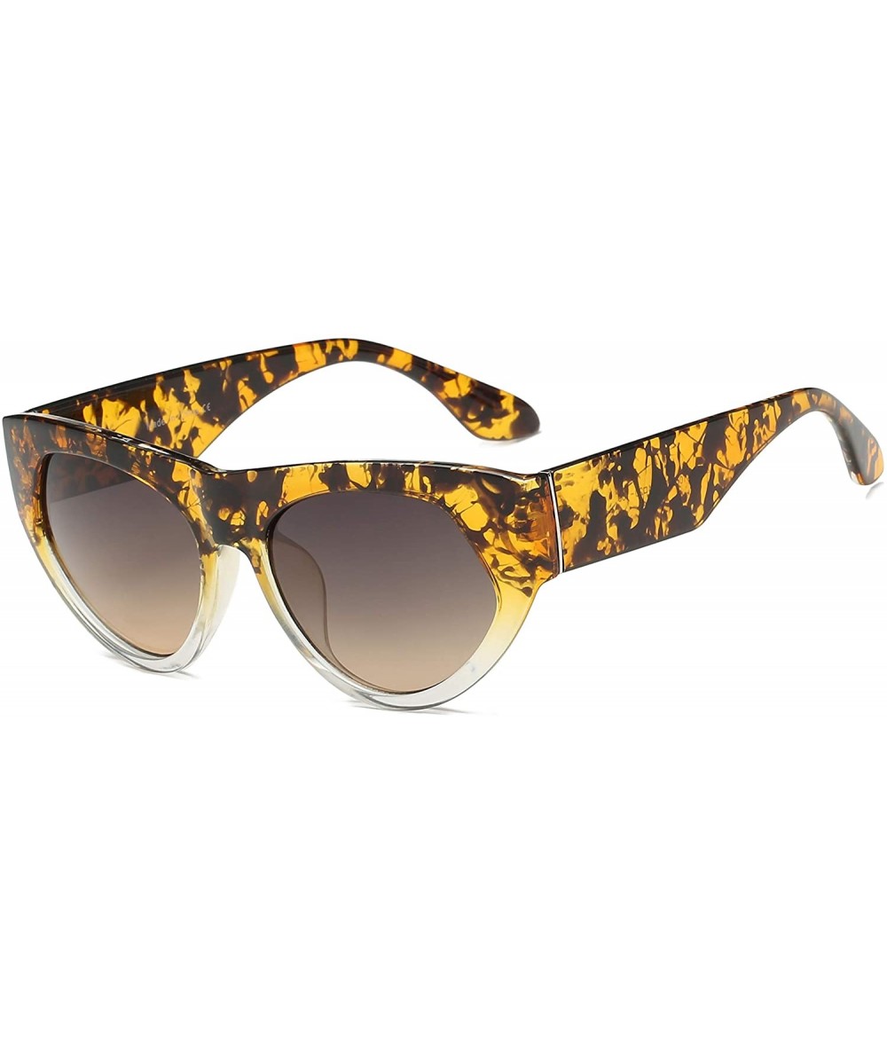 Oversized Women Fashion Retro Vintage Round Cat Eye Designer Sunglasses - Tortoise - CZ18I52OEES $18.86