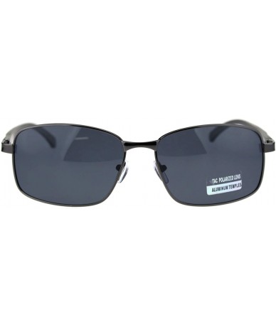 Rectangular TAC Polarized Lens Mens Rectangular Sunglasses Aluminum Temple Spring Hinge - Gunmetal (Black) - C51923CXMUL $23.14