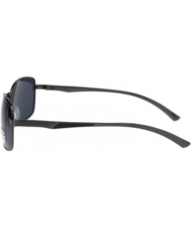 Rectangular TAC Polarized Lens Mens Rectangular Sunglasses Aluminum Temple Spring Hinge - Gunmetal (Black) - C51923CXMUL $23.14