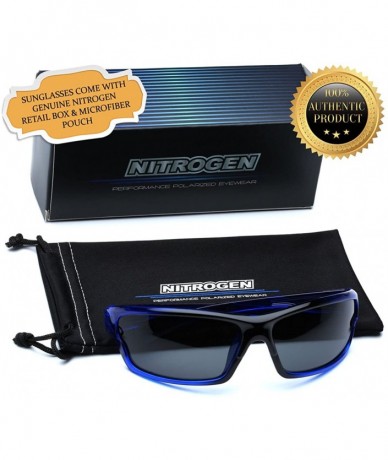 Goggle Polarized Wrap Around Sport Sunglasses - Crystal Blue - Smoke - CK196R5MQ4A $22.28