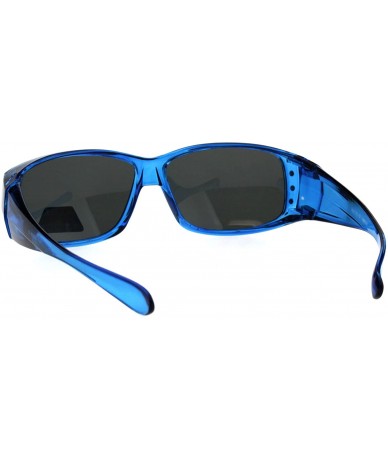 Square Polarized 56mm Rhinestone Trim Translucent Plastic Rectangular Fit Over Sunglasses - Blue - C218GTY4TGG $23.46