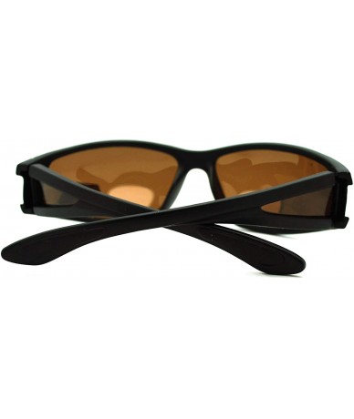 Rectangular Mens Wrap Around Sport Sunglasses Polarized Plus Bifocal Reading Lens Black - Black (Brown) - C7188UYARD6 $18.22