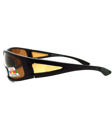 Rectangular Mens Wrap Around Sport Sunglasses Polarized Plus Bifocal Reading Lens Black - Black (Brown) - C7188UYARD6 $18.22