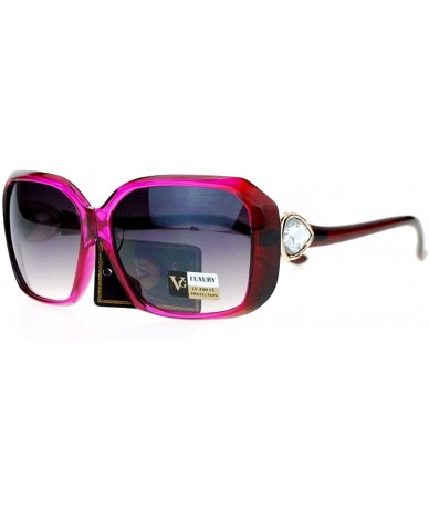 Square Womens Fashion Sunglasses Square Rectangular Frame Pear Rhinestone - Fuchsia - CX125NXNGI3 $19.23