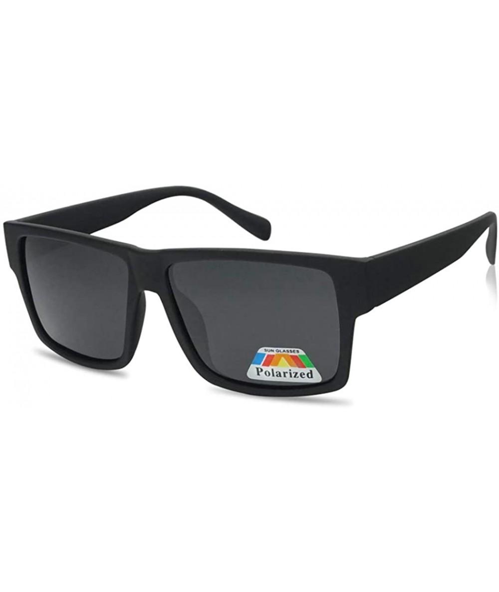 Oversized Polarized Classic Square OG Eazy E Flat Top Super Dark Lifestyle Sunglasses - Black - C01254L2JS7 $20.55