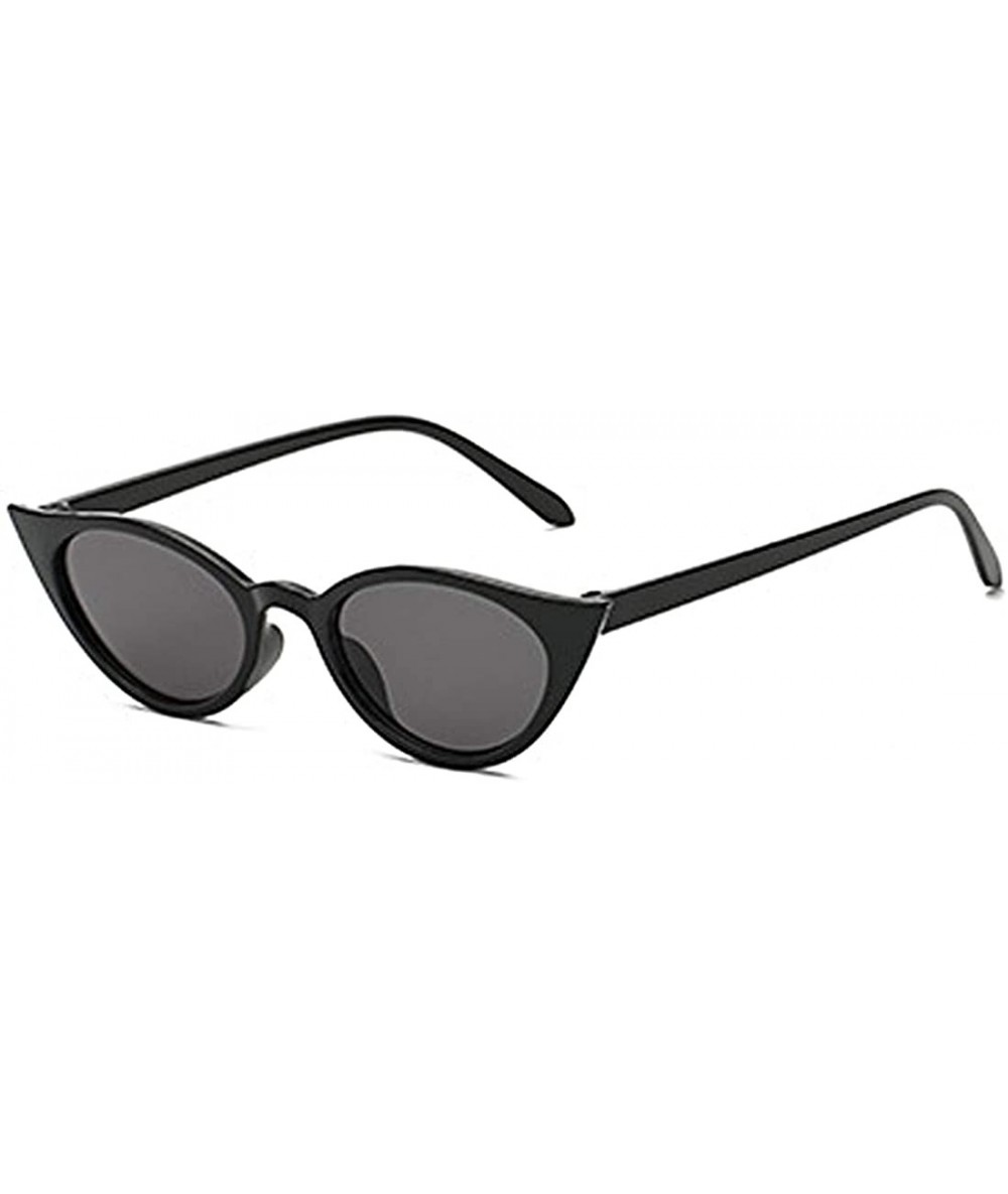 Sport Men and women Cat's eye Fashion Small frame Sunglasses Retro glasses - Black - CG18LLC2QAU $17.20