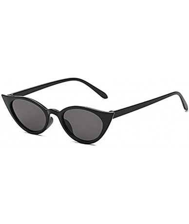 Sport Men and women Cat's eye Fashion Small frame Sunglasses Retro glasses - Black - CG18LLC2QAU $17.20