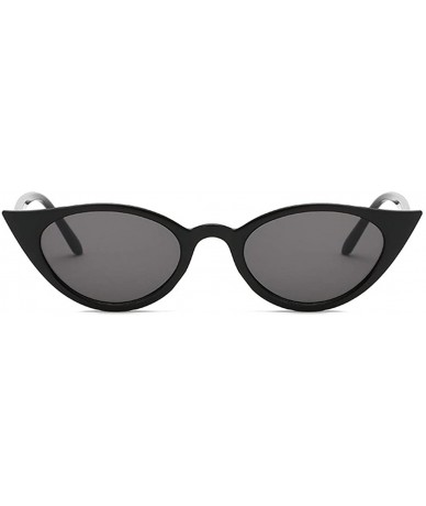 Sport Men and women Cat's eye Fashion Small frame Sunglasses Retro glasses - Black - CG18LLC2QAU $17.20