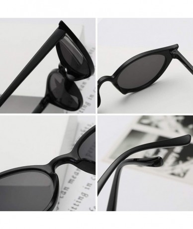 Sport Men and women Cat's eye Fashion Small frame Sunglasses Retro glasses - Black - CG18LLC2QAU $17.20